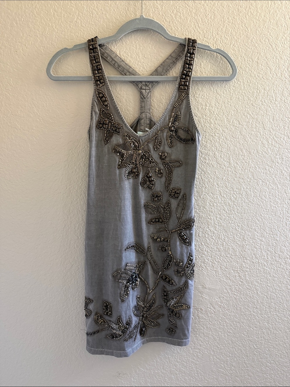Urban Outfitters Gray Beaded Embellished Tank Dress